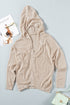 Zipper V-Neck Dropped Sleeve Hooded Solid Sweater